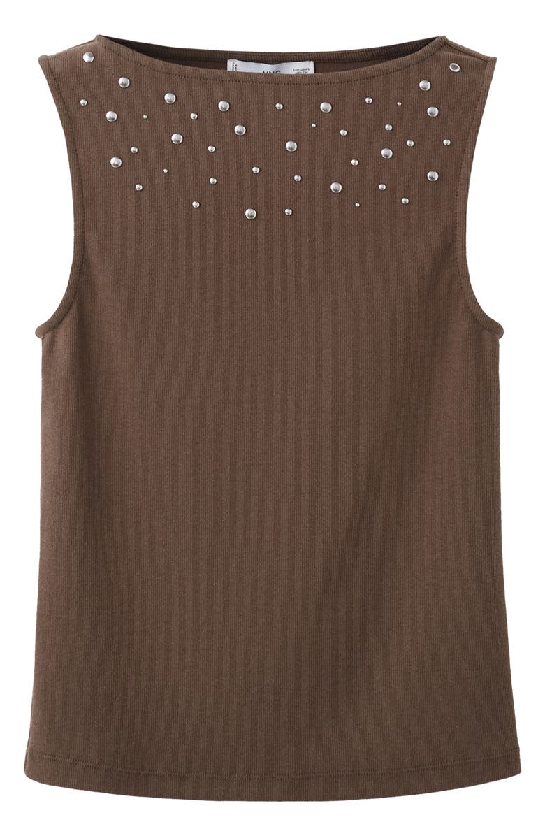 MANGO Studded Sleeveless Sweater, Alternate, color, Light/ Pastel Brown
