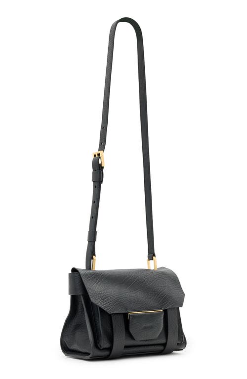 Allsaints Mini Ursa Leather Crossbody Bag In Black