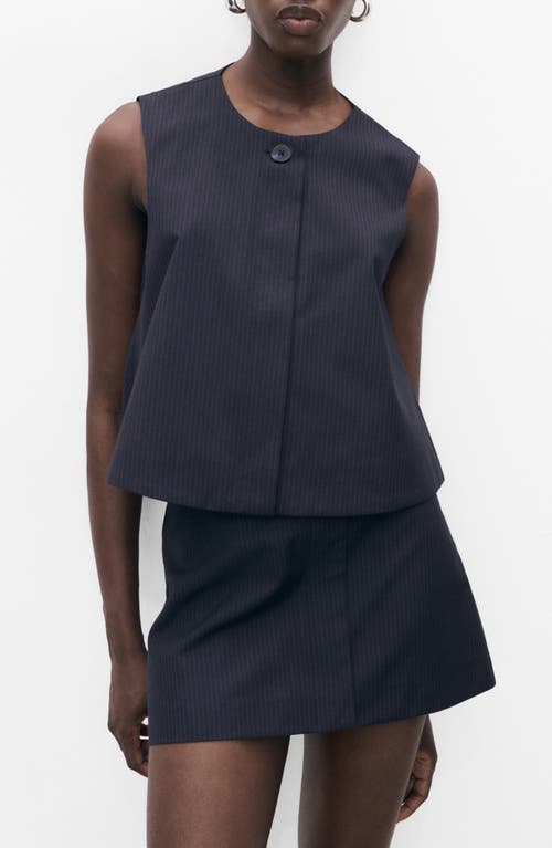 Mango Pinstripe Crop Vest In Animal Print