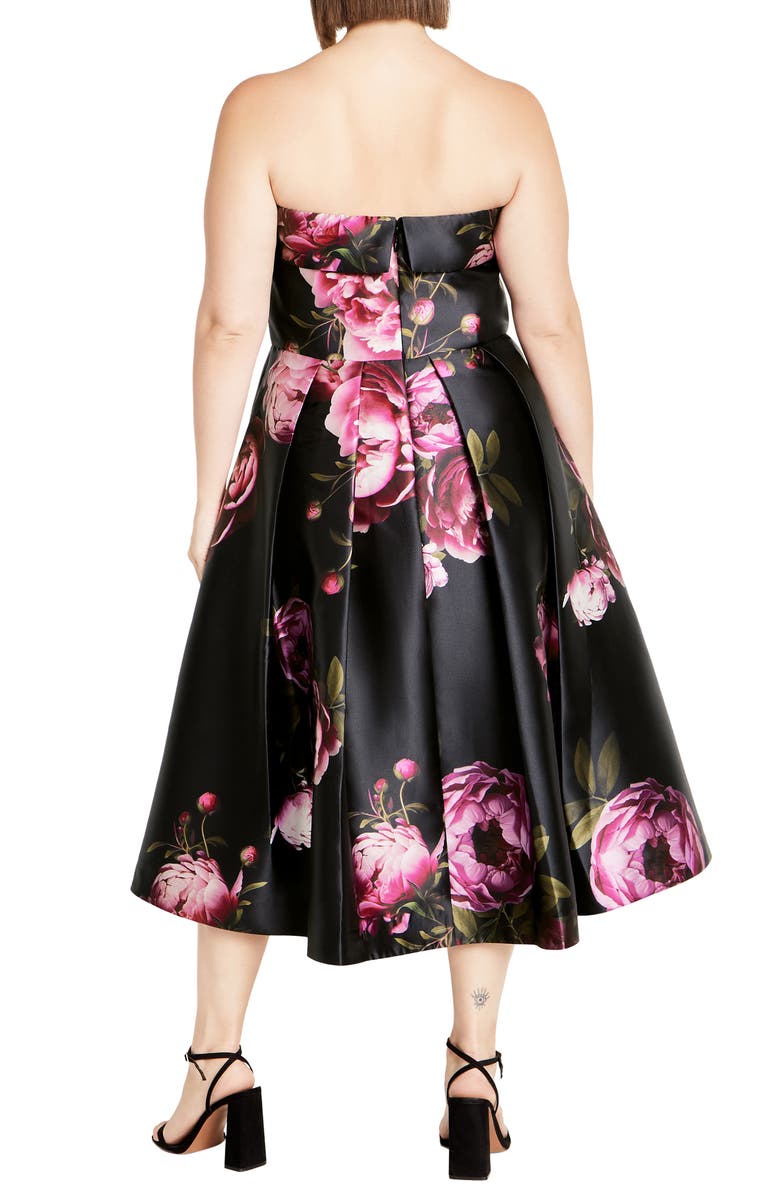 City Chic Tiffany Bloom Strapless Dress, Alternate, color, Multi Bloom