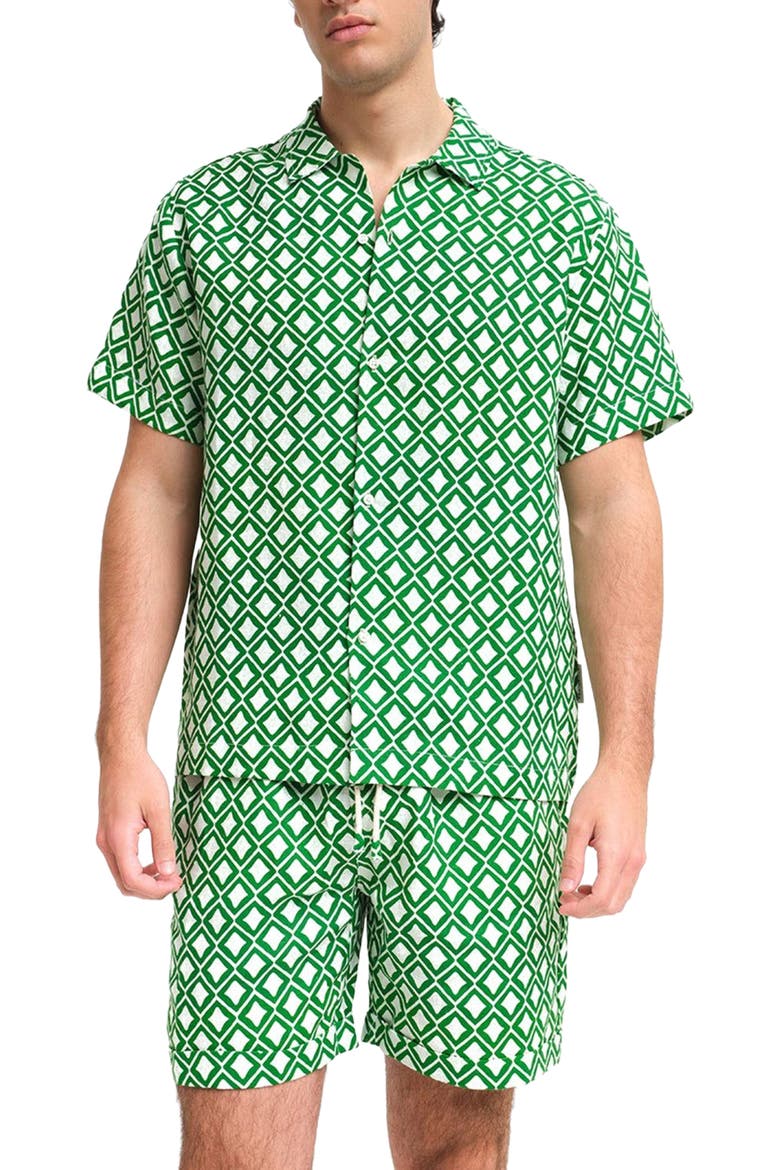 Teulada Linen Bowling Shirt, Main, color, Multicolor