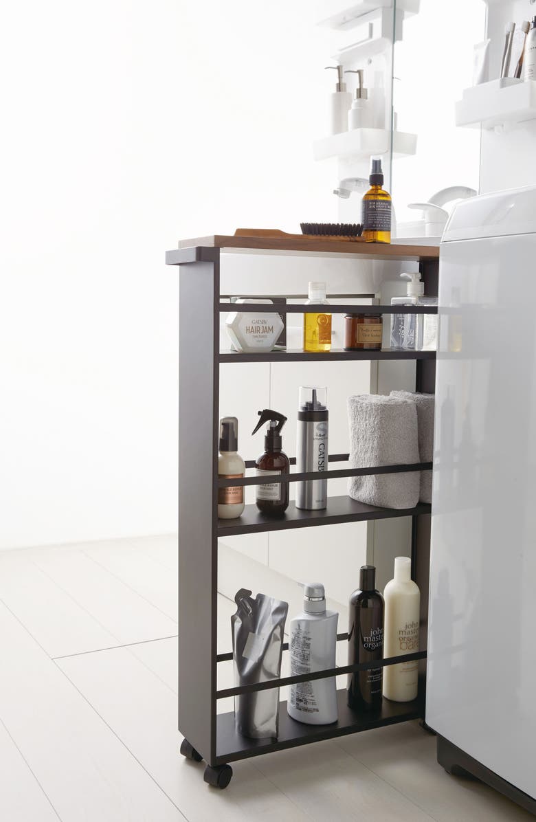 Yamazaki Steel Rolling Storage Cart, Alternate, color, Black