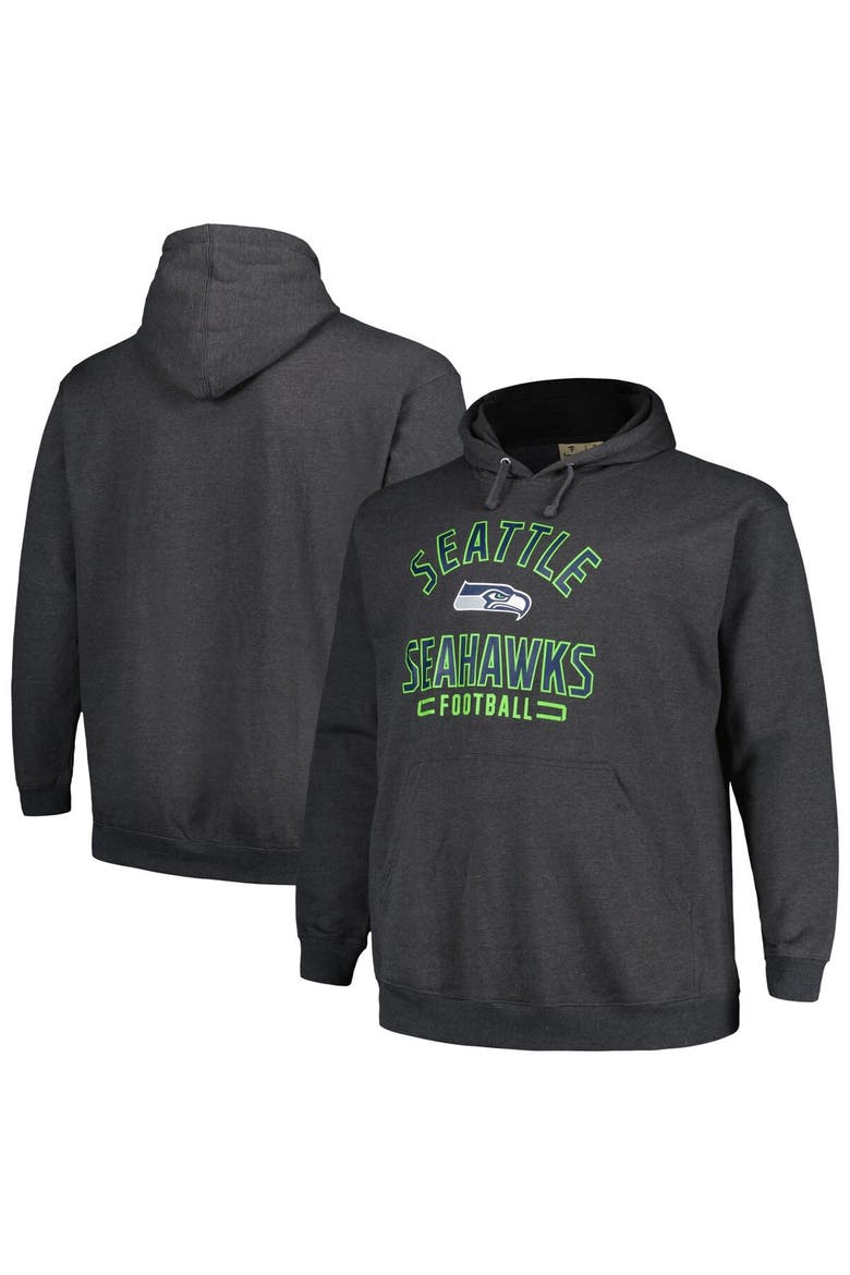 Men's Fanatics Branded Heather Charcoal Seattle Seahawks Big & Tall Pullover Hoodie, Alternate, color, Heather Charcoal