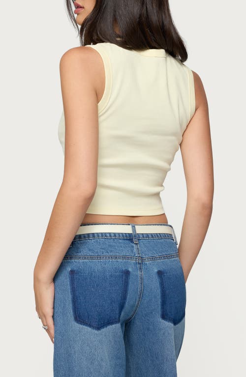 Edikted Basel Front Button Rib Crop Top In Gray