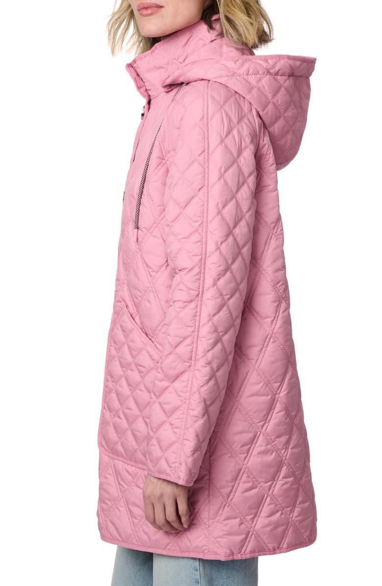 Bernardo Diamond Quilted Hooded Liner Jacket, Alternate, color, Canyon Rose