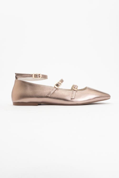 Forever & Always Shoes Serena Leather Mary Jane Flats In Gold Leather