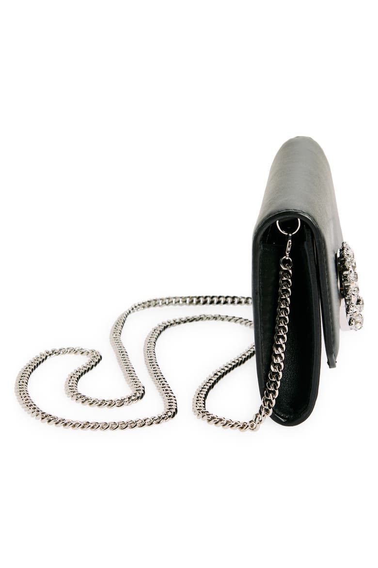 Leather Wallet on a Chain, Alternate, color, BLACK/ SILVER