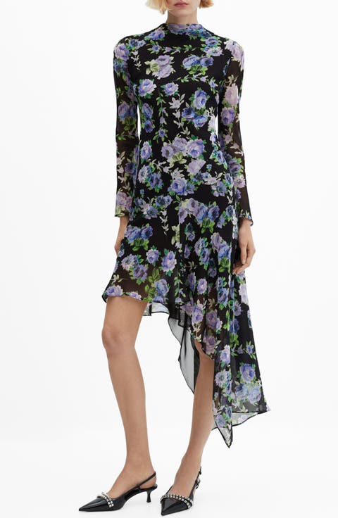 Salma Asymmetric Long Sleeve Dress