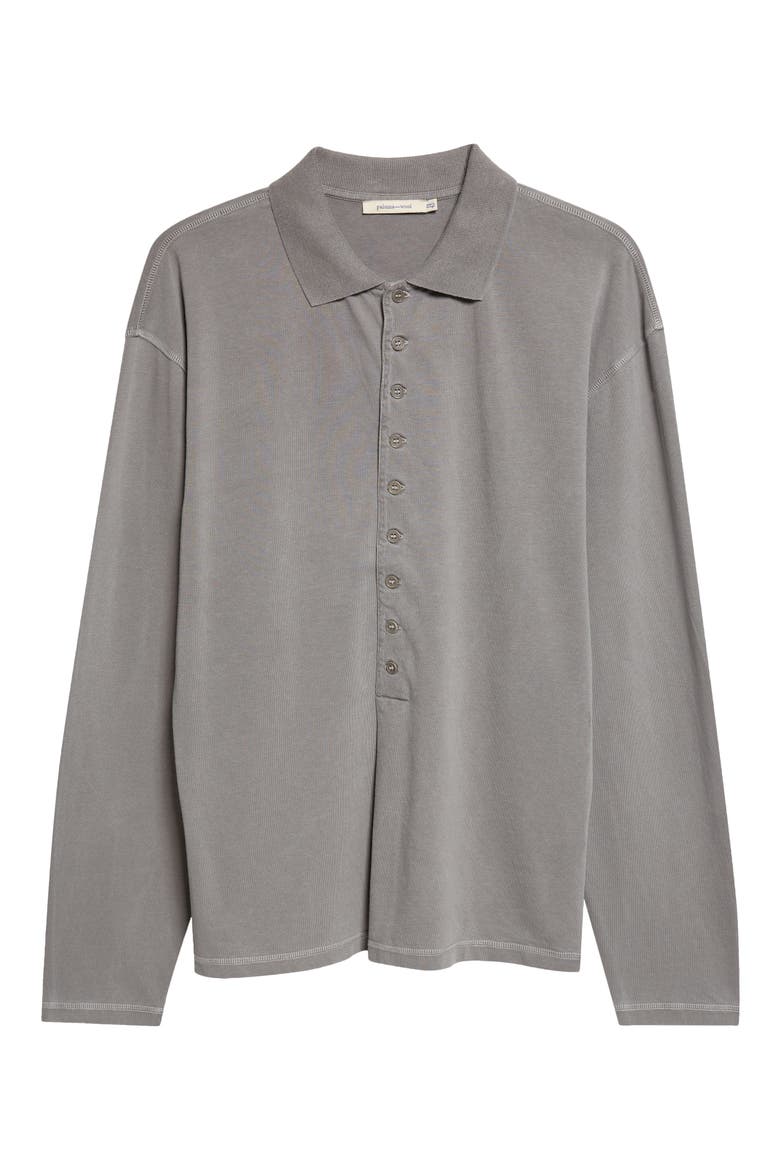 Mori Long Sleeve Organic Cotton Polo, Alternate, color, 210 - GREY