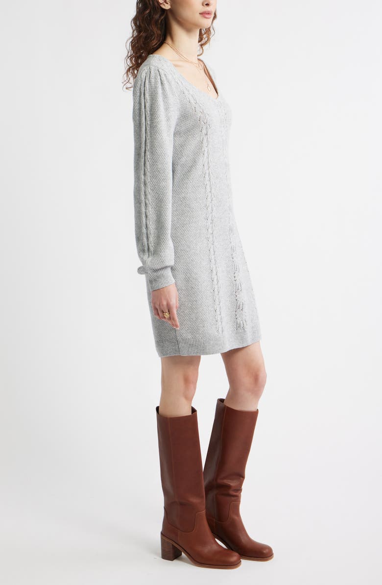 Treasure & Bond Mixed Stitch Long Sleeve Sweater Dress, Alternate, color, Grey Heather