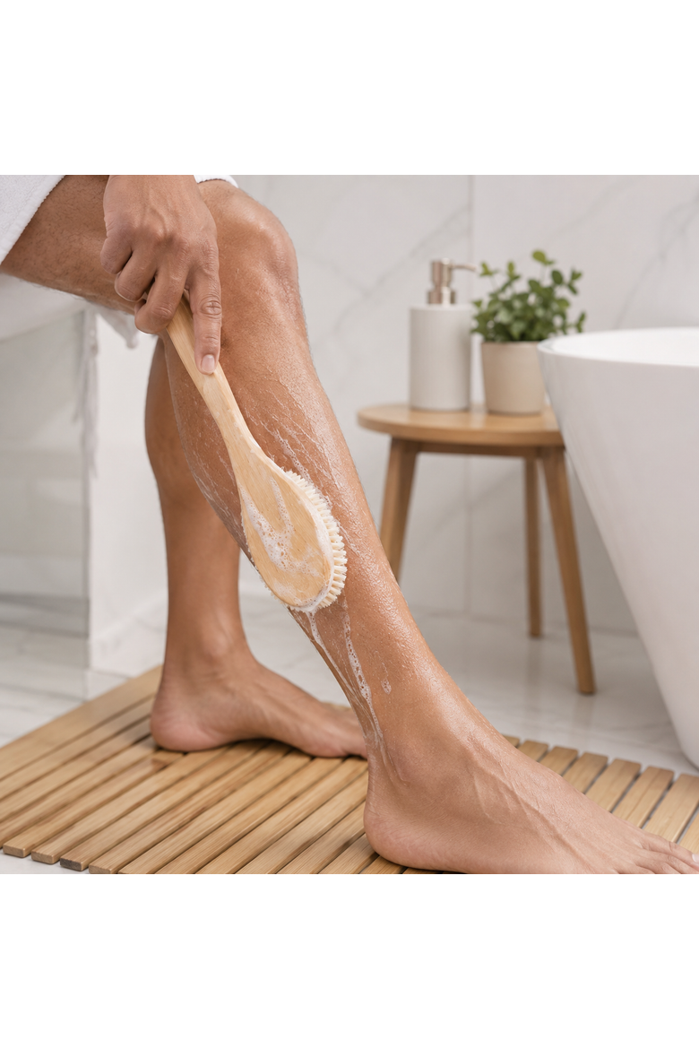 Boar Bristle & Rubber Massager with Lotus Wooden Handle, Alternate, color, Beige