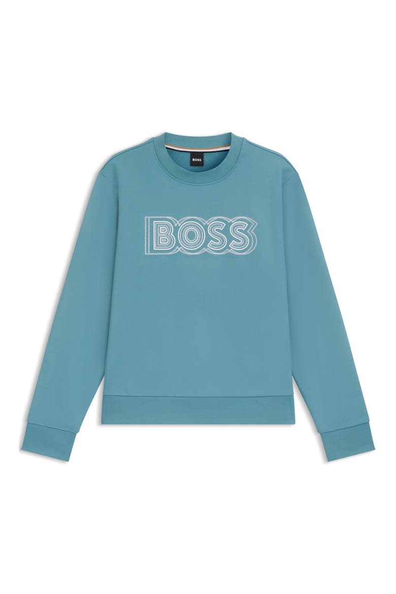 Soleri Logo Cotton Graphic Sweatshirt, Alternate, color, LIGHT / PASTEL BLUE