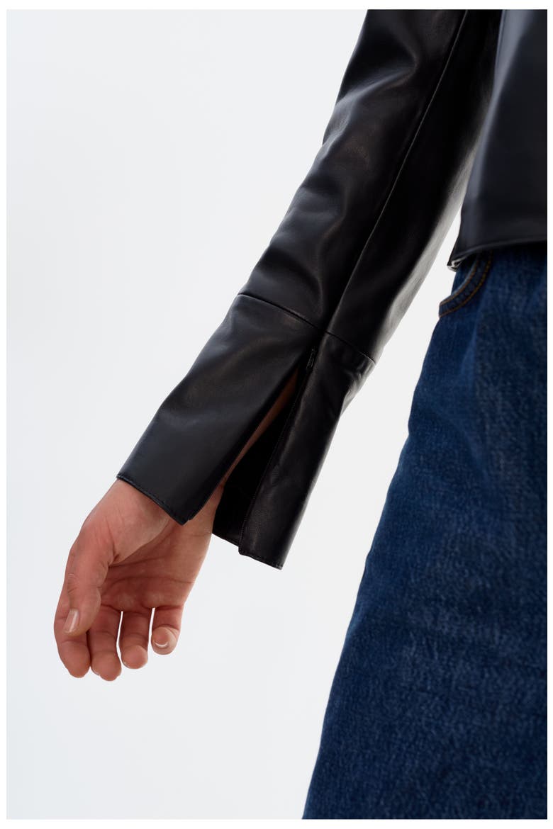Oceana | Fitted Leather Jacket, Alternate, color, Black