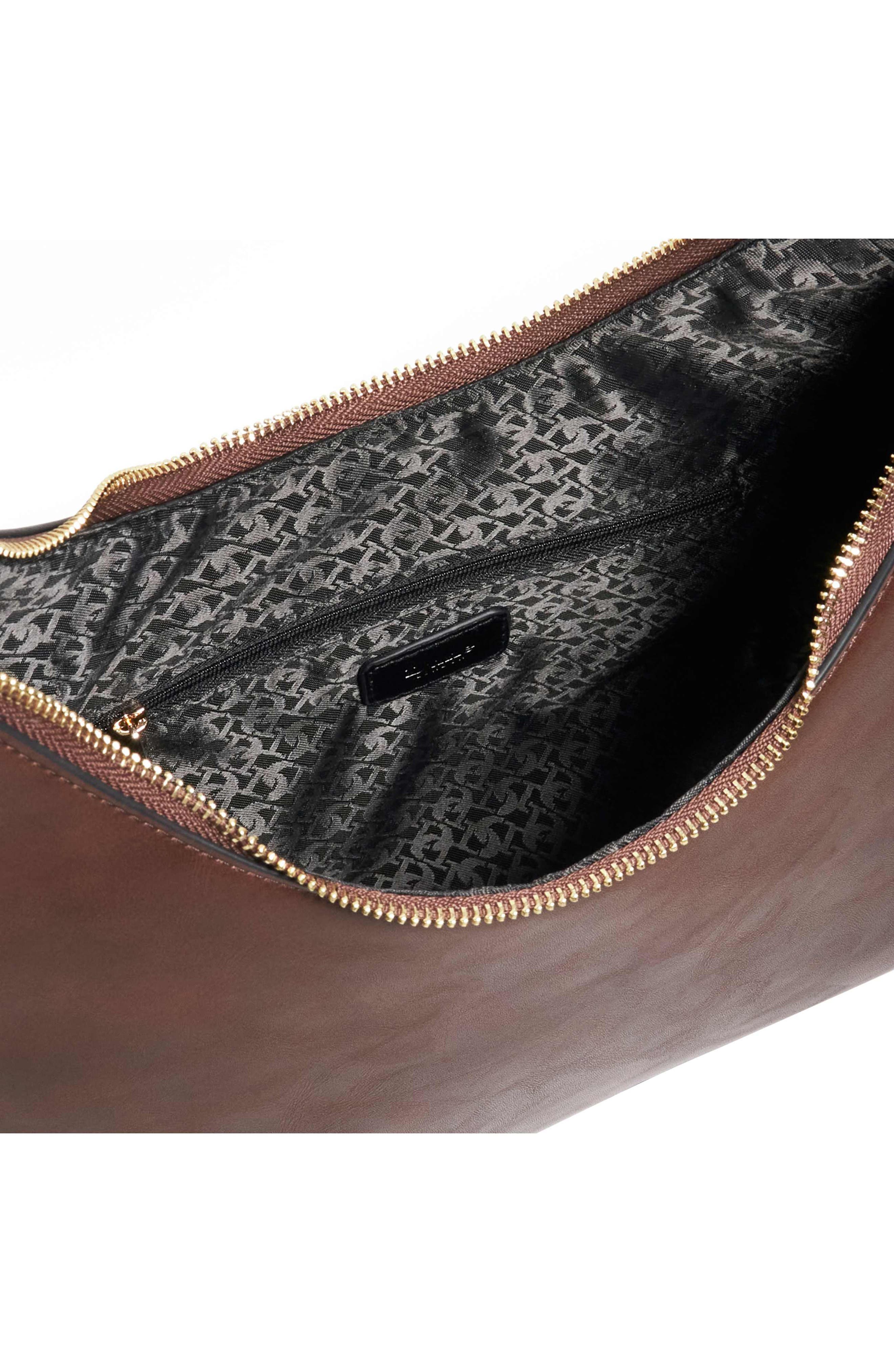 Dune London Daintilies Faux Leather Shoulder Bag, Alternate, color, Dark Brown