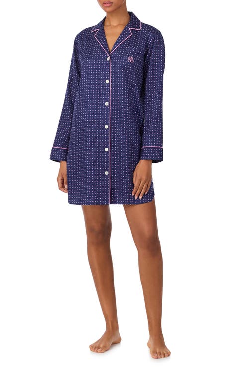 Print Cotton Blend Sleep Shirt