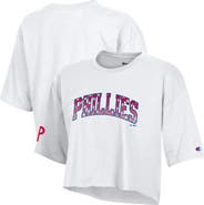 Champion Women's Champion White Philadelphia Phillies Boyfriend Cropped Americana T-Shirt
