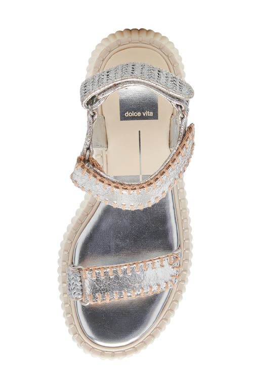 Dolce Vita Debra Platform Sandal In Silver Distressed Leather