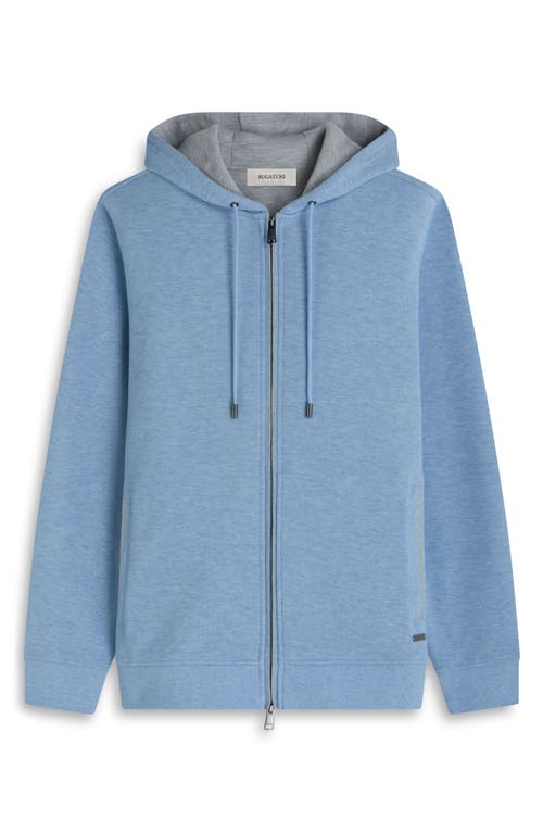 Bugatchi Piqué Zip-up Hoodie In Blue