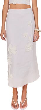 Endless Rose Crochet Flower Linen Maxi Skirt