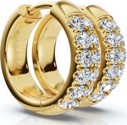 Bliss Diamond 5/8Ct Diamond Hoops 10k Gold Earrings Lab Grown 1/2" tall