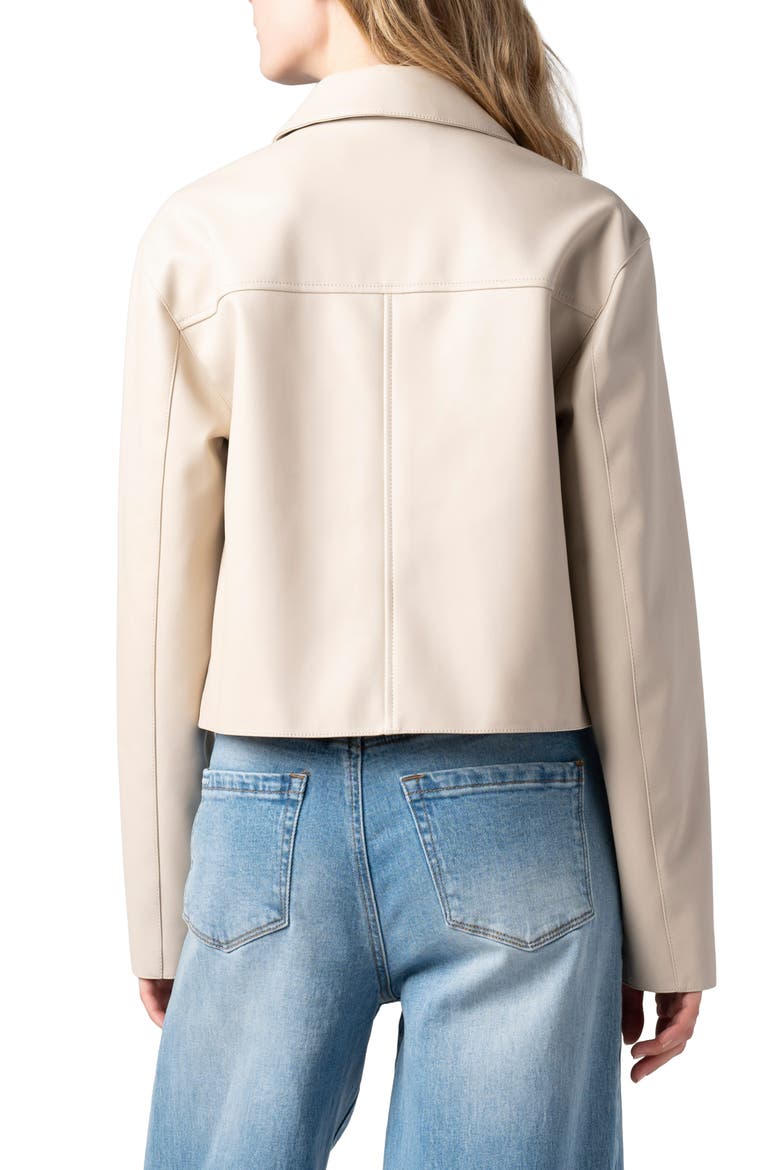Faux Leather Crop Blazer, Alternate, color, CLOUD DANCER