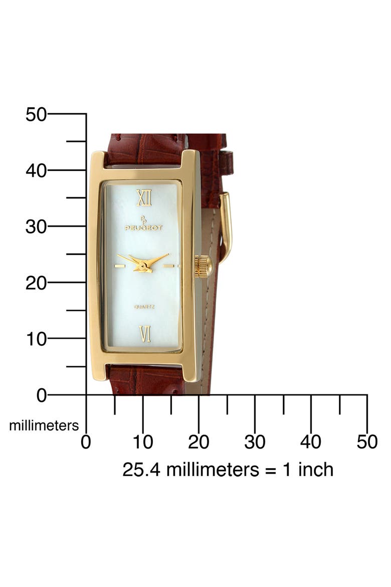 Everyday Rectangular Glossy Leather Watch- 35x18MM, Alternate, color, Brown