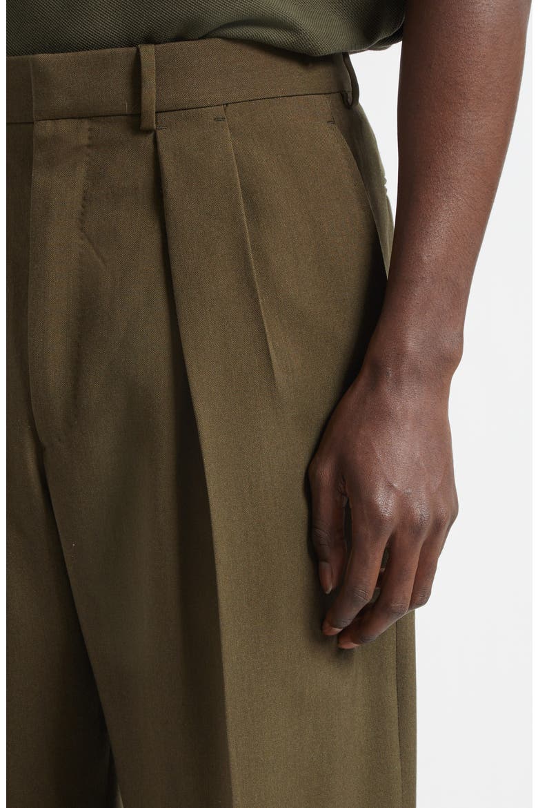 Pleated Wool, Cashmere & Silk Pants, Alternate, color, GREEN WOOD