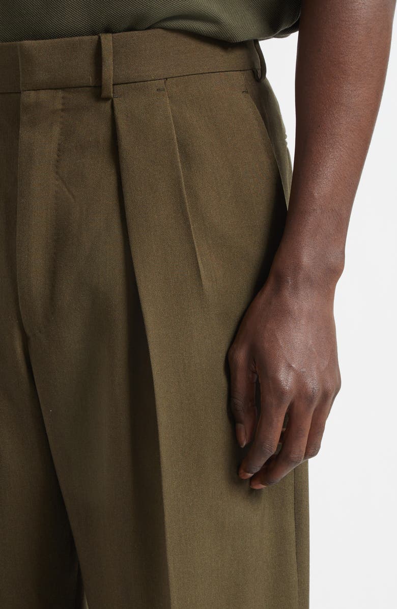 TOM FORD Pleated Wool, Cashmere & Silk Pants, Alternate, color, Green Wood