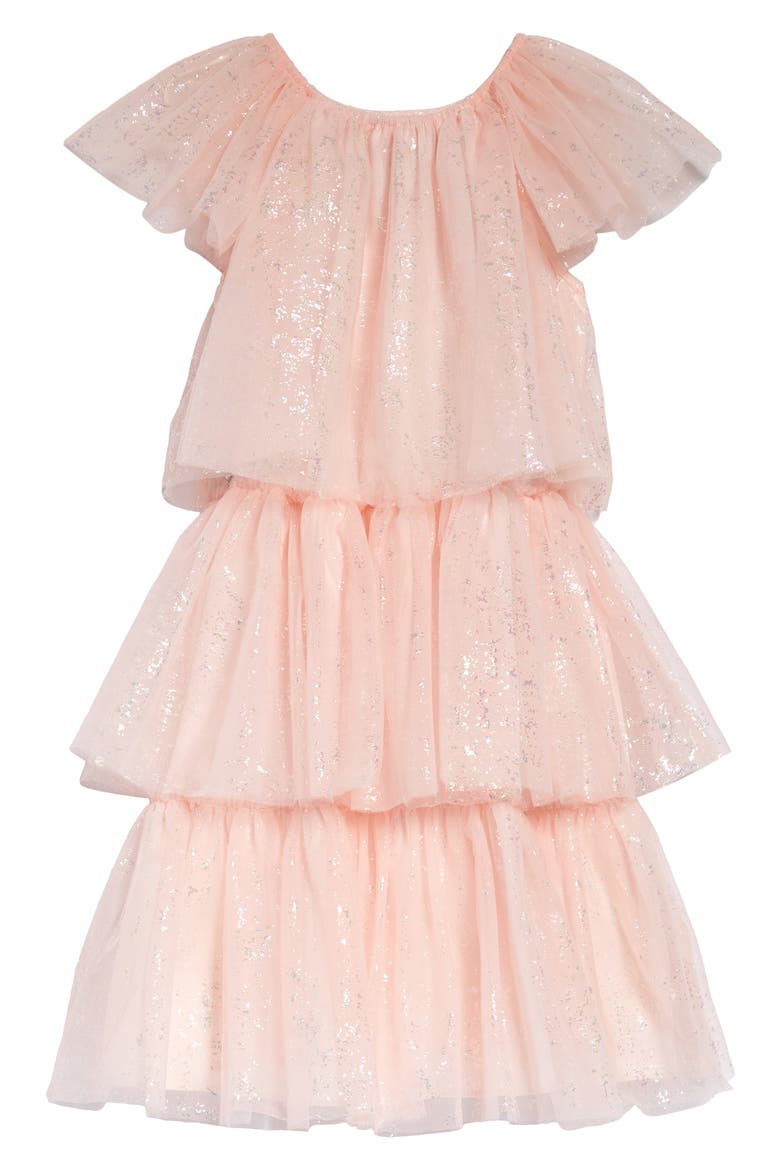 Tiered Sparkle Dress, Alternate, color, PINK LOTUS