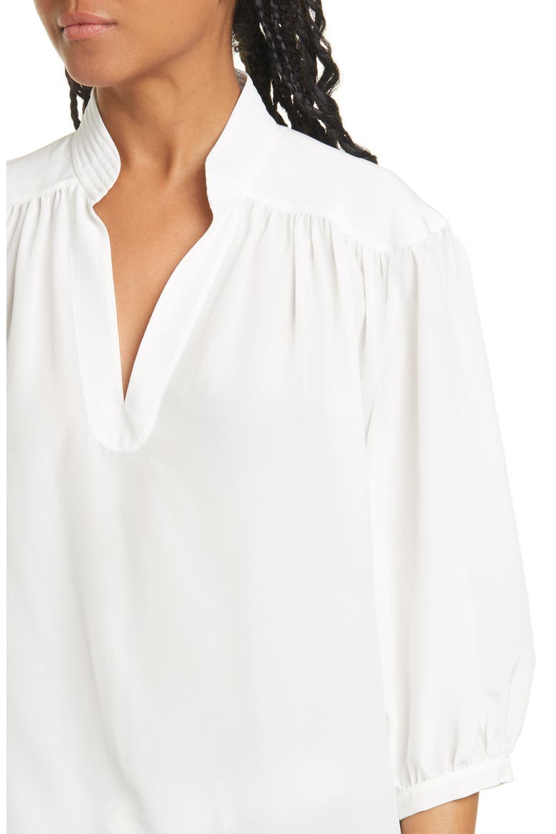 Cali Gathered Silk Top, Alternate, color, OFF WHITE