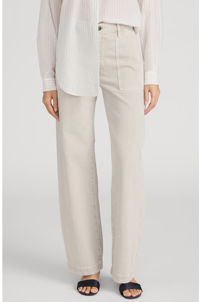 The Bow High Waist Wide Leg Utility Jeans, Main, color, FLAX