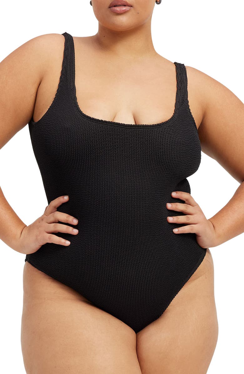 Good American Always Fit One-Piece Swimsuit, Alternate, color, Black