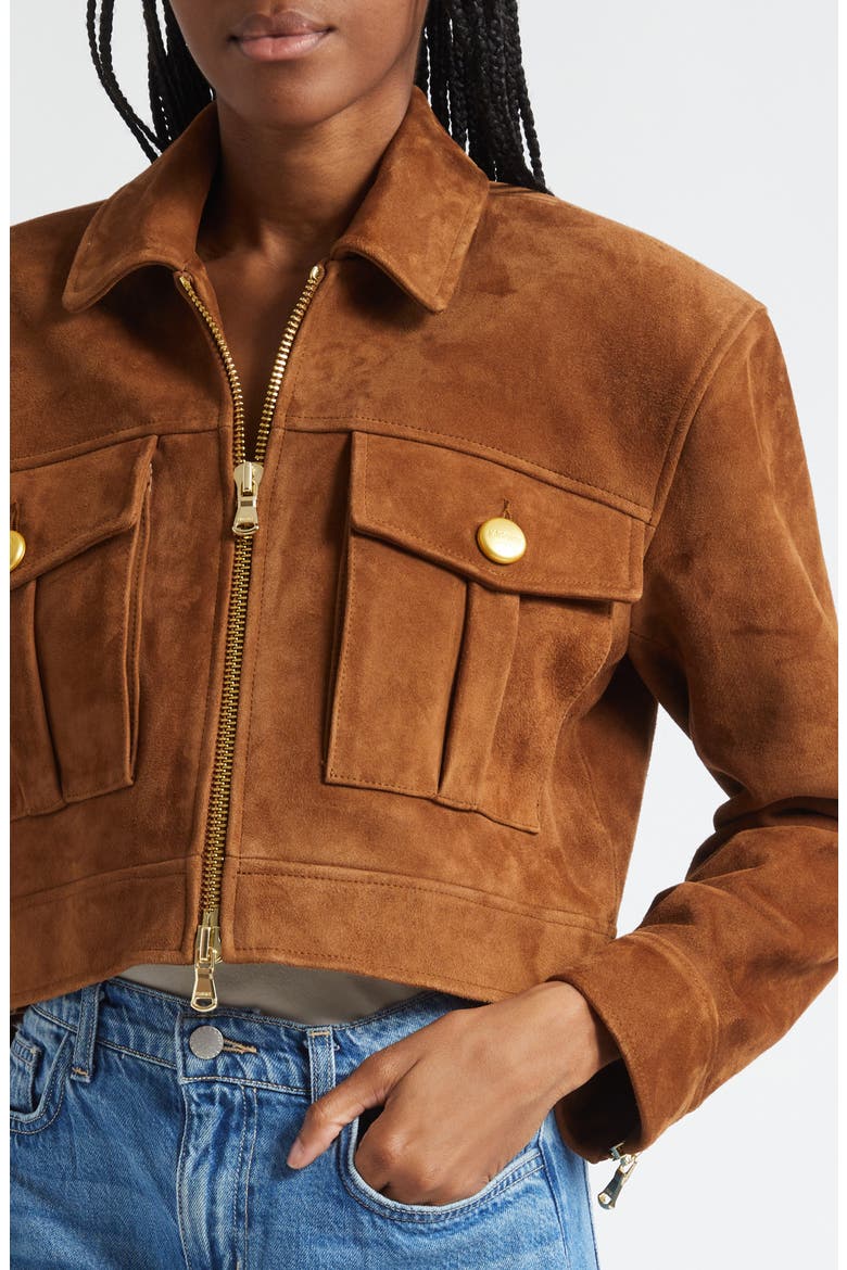 Micah Suede Crop Jacket, Alternate, color, WALNUT