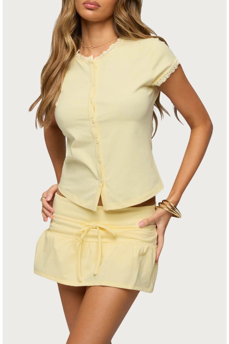 Yalena Lacey Button-Up Top, Main, color, YELLOW