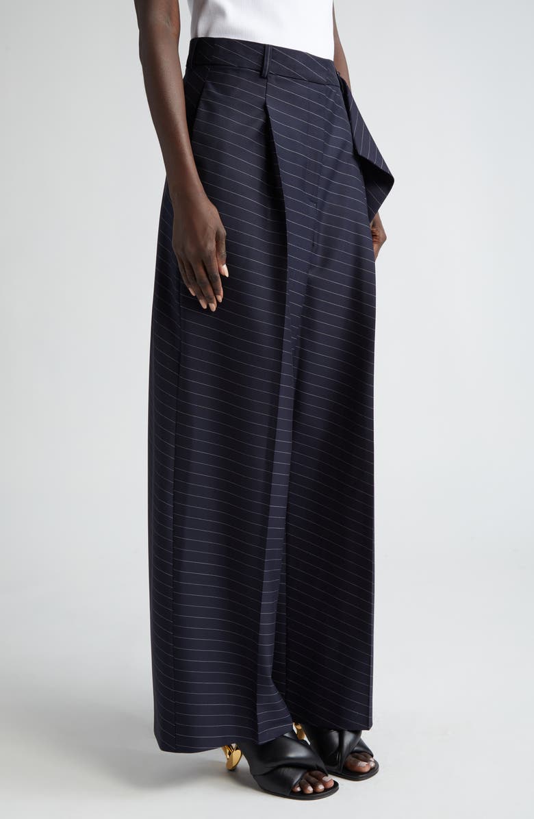 JW Anderson Pinstripe Drape Detail Wool Blend Trousers, Alternate, color, 