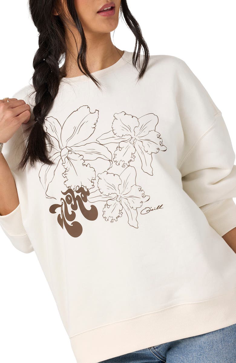 O'Neill Ariah Hawaii Graphic Oversized Sweatshirt, Alternate, color, Tofu