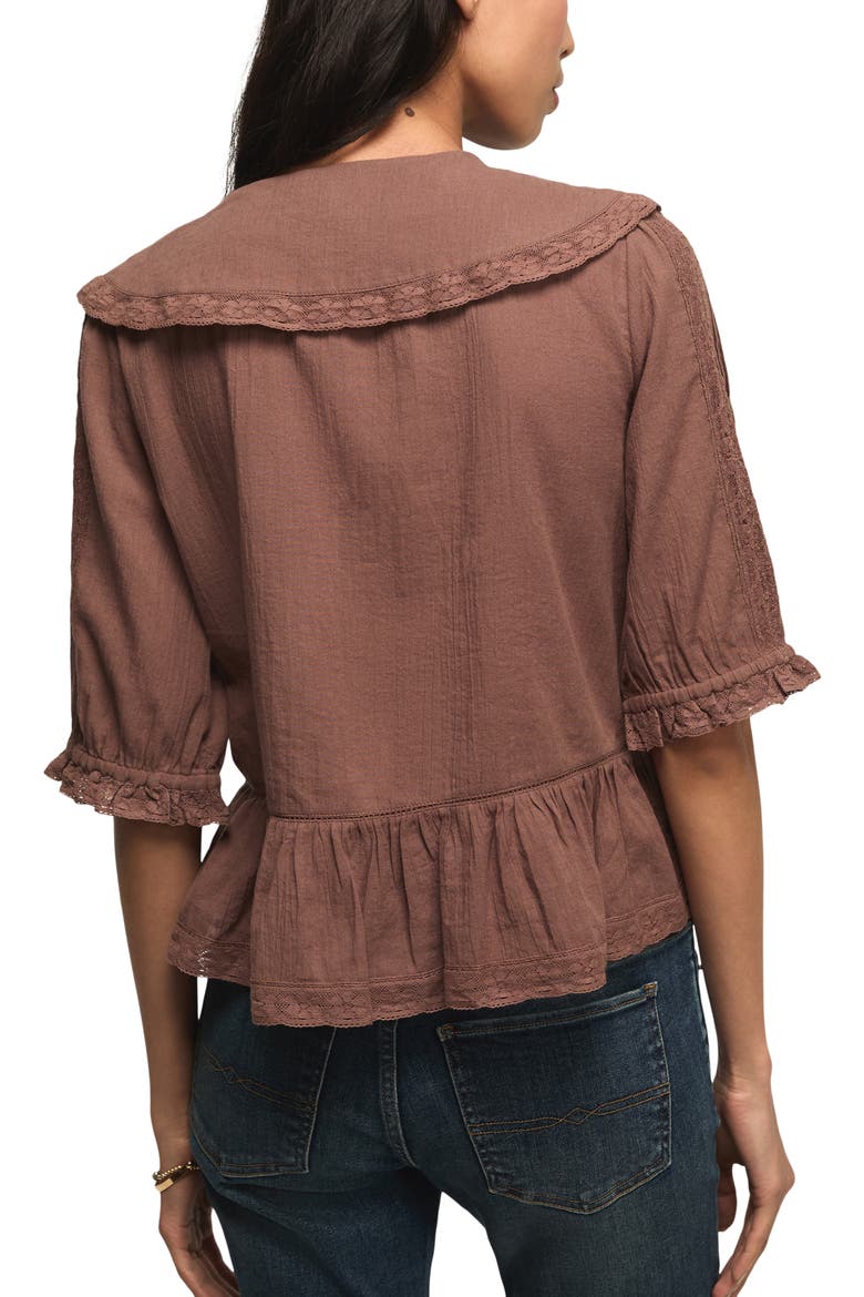 Lace Peplum Top, Alternate, color, PEPPERCORN