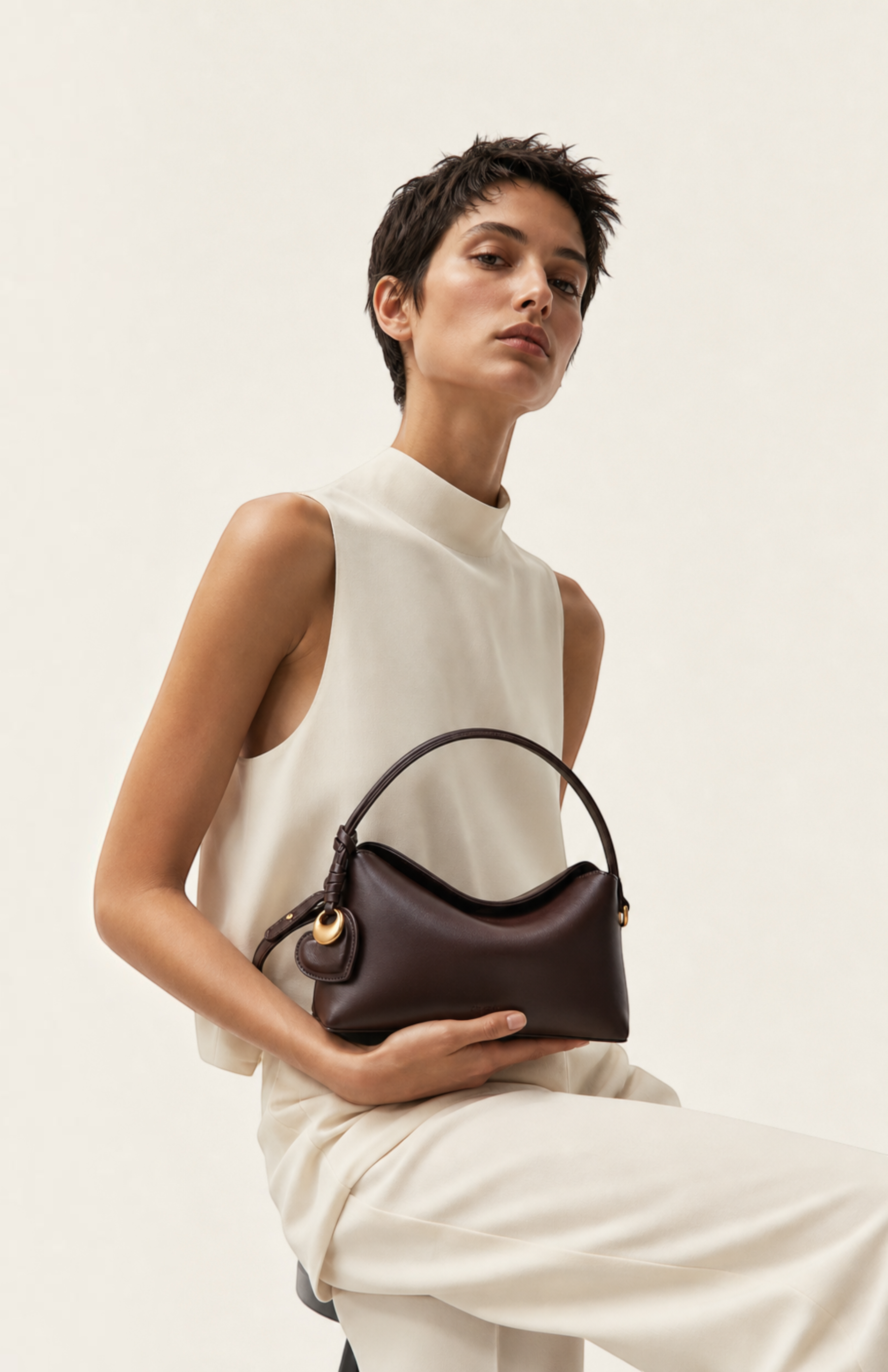 Camilla Genuine Sheep Leather Top Handle  Bag, Alternate, color, Mocha