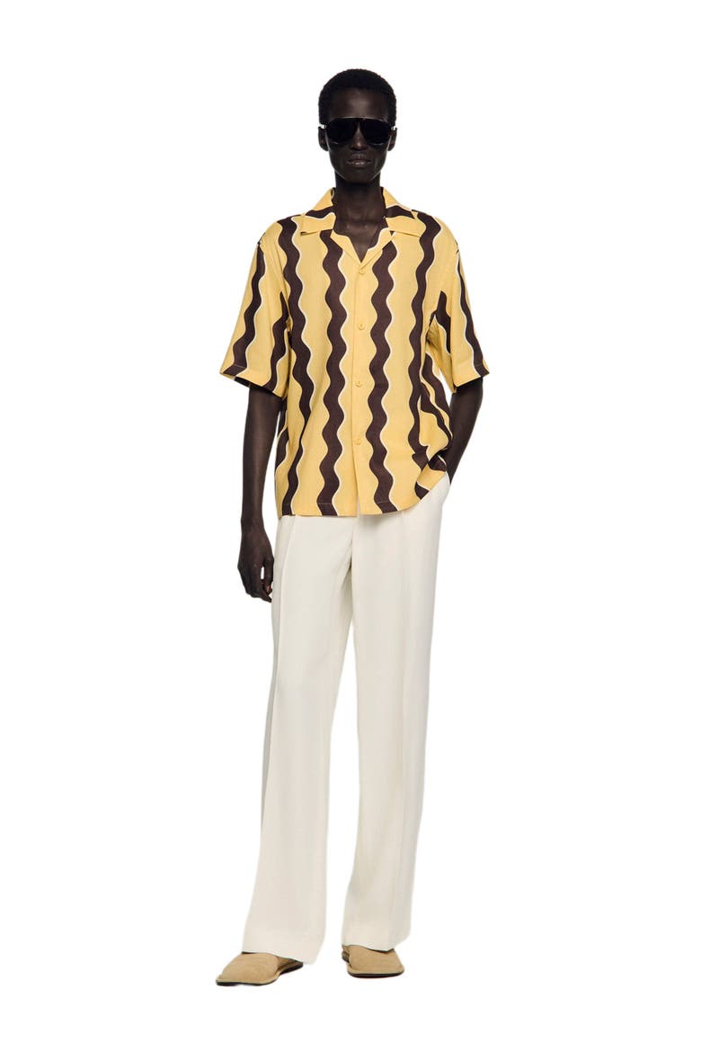 Printed linen shirt, Alternate, color, Light yellow