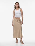 Koton Elastic Waist Satin Midi Skirt