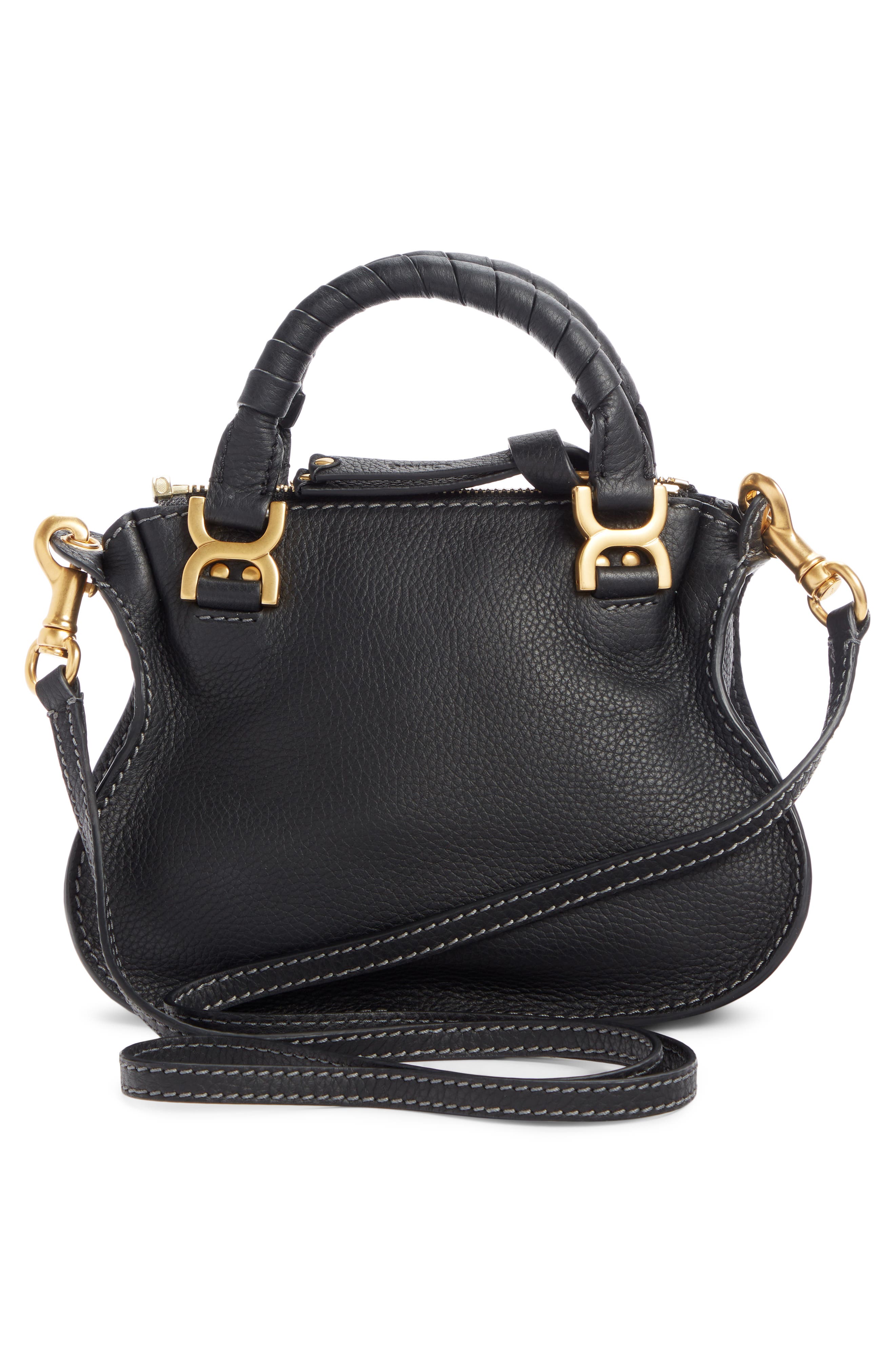 Mini Marcie Leather Crossbody Bag, Alternate, color, BLACK