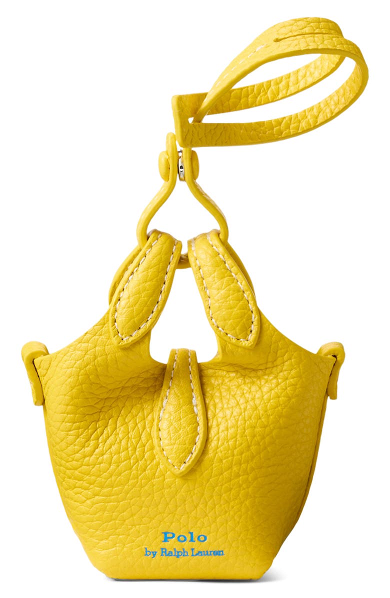 Polo Ralph Lauren Polo Play Pebble Leather Bag Charm, Alternate, color, Canary Yellow