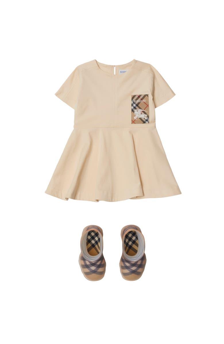 Burberry Check Label Cotton Dress, Alternate, color,