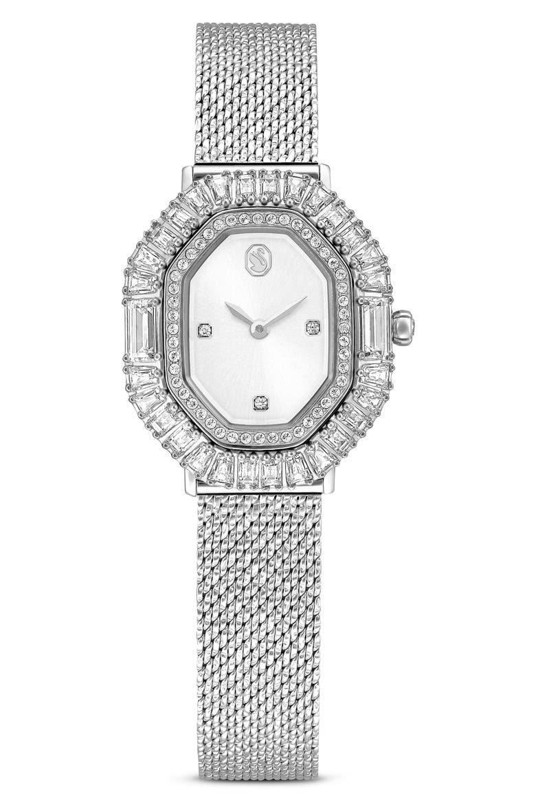 Matrix Octagon Mesh Strap Watch, 30mm x 25mm, Main, color, SILVER