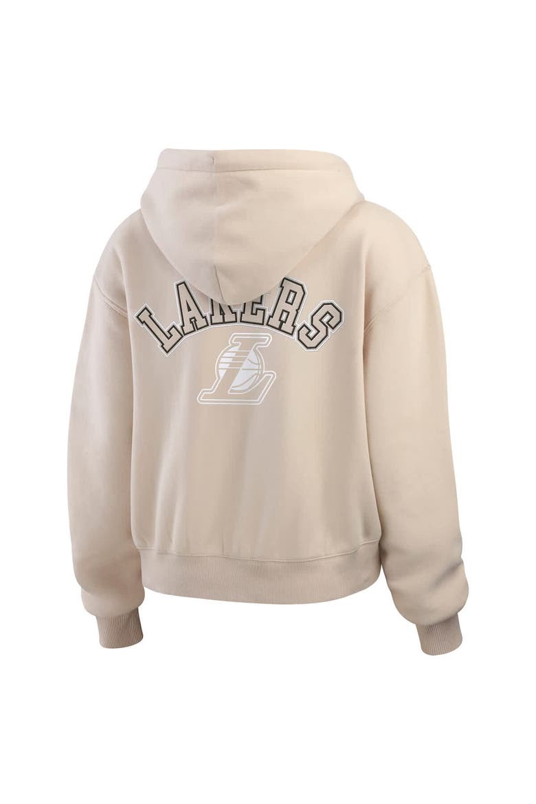 Women's WEAR by Erin Andrews Cream Los Angeles Lakers Plus Size Tonal Felt Patch Full-Zip Hoodie, Alternate, color, Cream