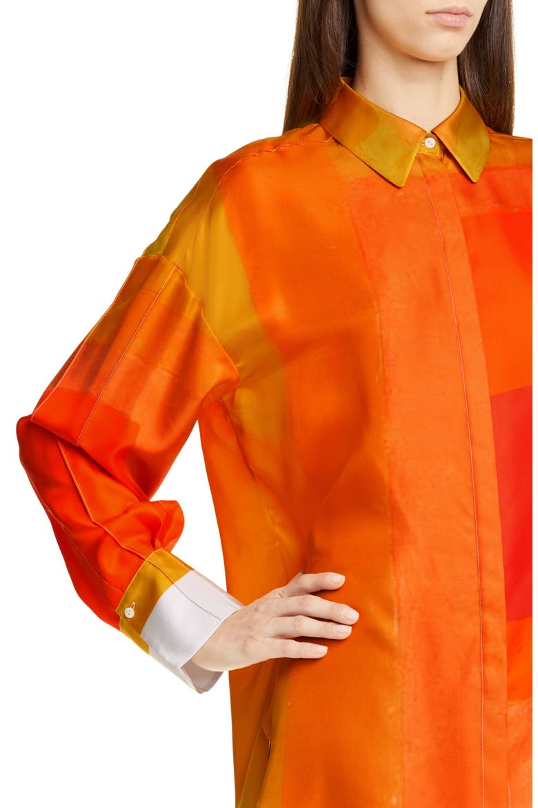 Hugo Silk Shirt, Alternate, color, POPPY MULTI