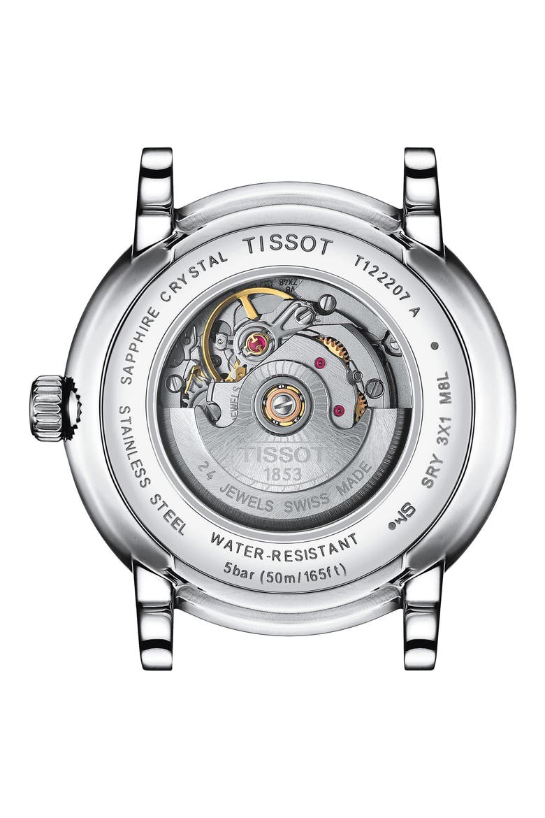 Carson Automatic Leather Strap Watch, 30mm, Alternate, color, SILVER