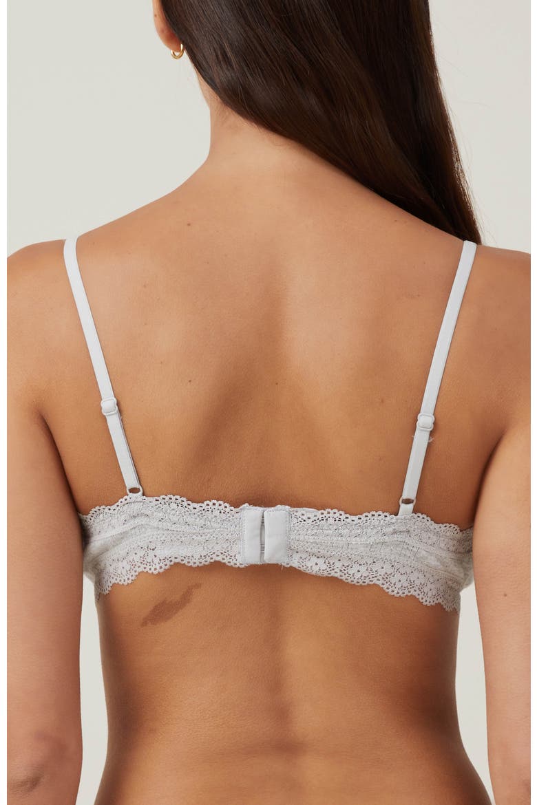 Women's Cotton Lace Triangle Padded Bralette, Alternate, color, Grey Marle