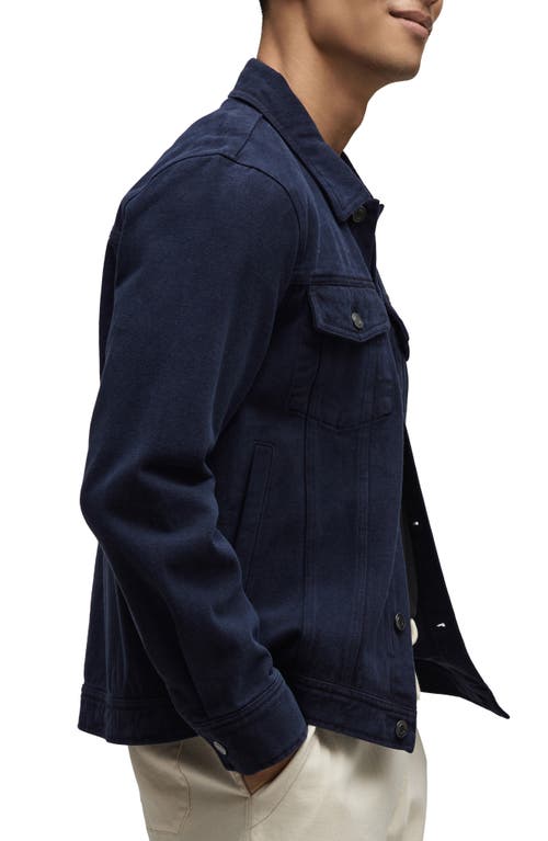 Barefoot Dreams Brushed Cotton Twill Trucker Jacket In Blue
