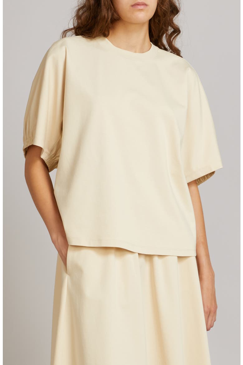 Cellula Puff Sleeve Cotton Top, Main, color, MILK